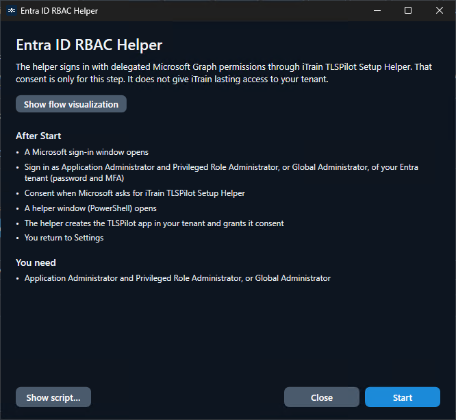 Entra ID RBAC Helper: Anmeldung und Ablauf nach Start