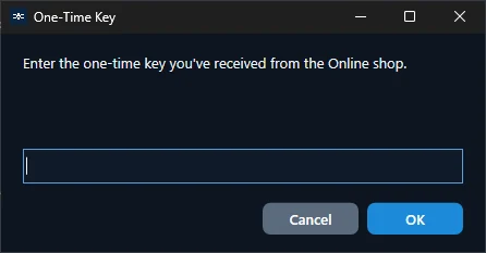 One-Time Key dialog