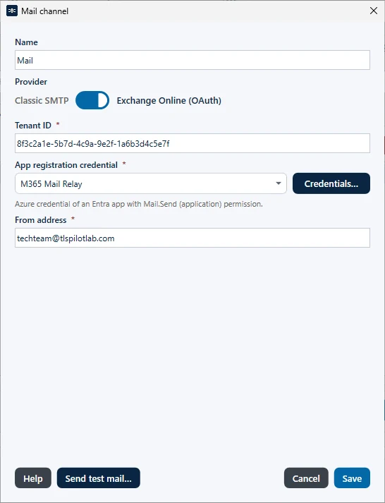 Mail channel with Exchange Online (OAuth)