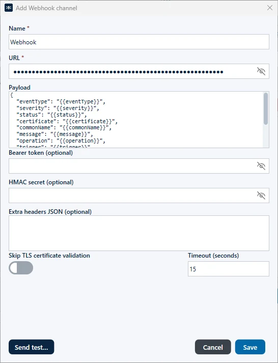 Webhook channel