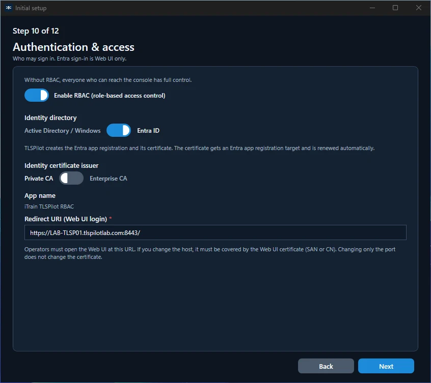 Initial Setup Wizard: Entra ID