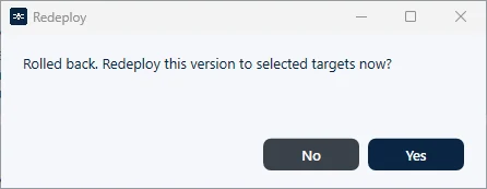 Question whether to deploy the version again
