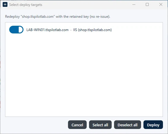 Selecting the deploy targets