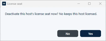 Question whether to deactivate the license seat