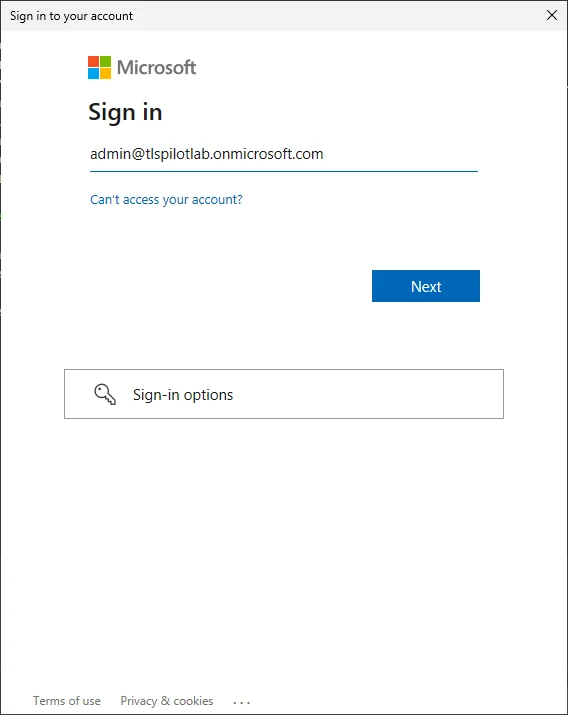 Microsoft sign-in window of the helper