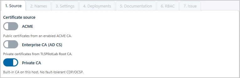 Step Source with Private CA