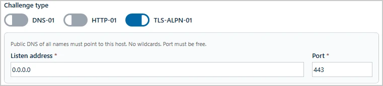 TLS-ALPN-01 challenge on the management host