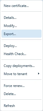 Context menu with Export…