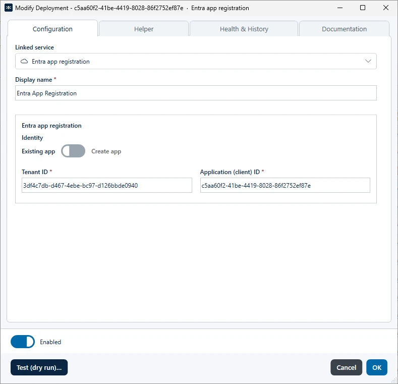 App registration with Existing app
