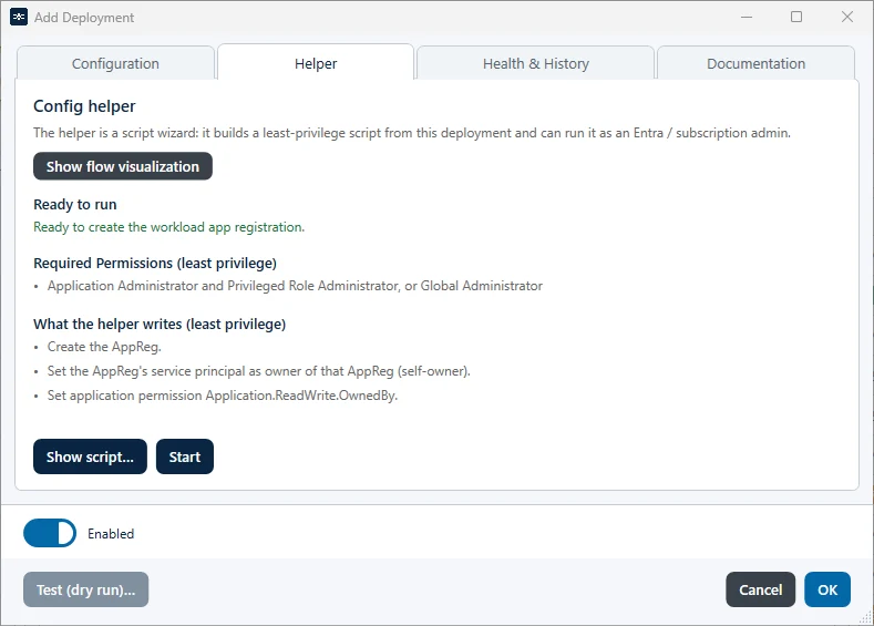 Tab Helper of the app registration
