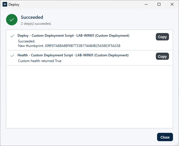 Result of the custom deployment