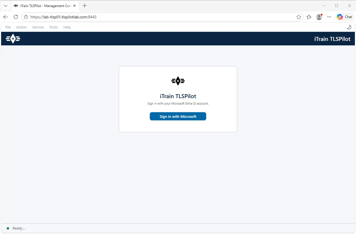 Sign-in page of the WebUI