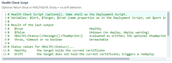 Custom deployment with Health Check Script