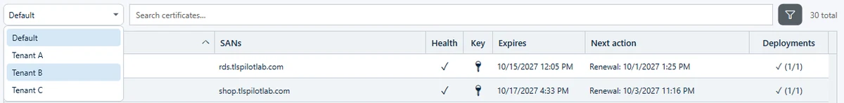Tenant picker